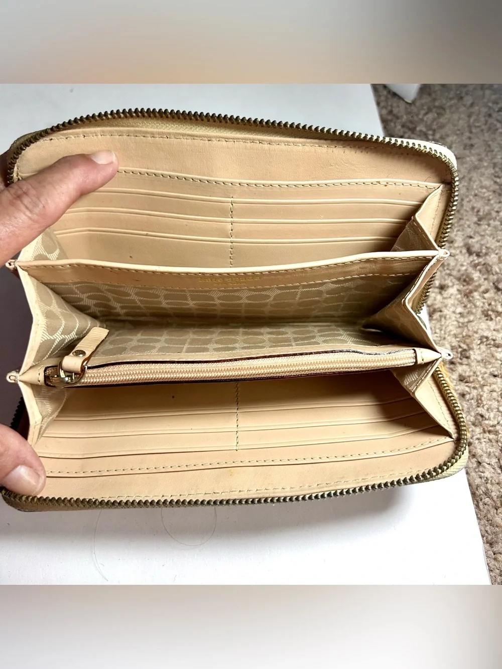 Kate Spade New York Gold Metallic Crocodile Embossed Leather Zip Around Wallet